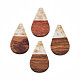 Transparent Resin & Walnut Wood Pendants(RESI-N025-030-A01)-2