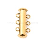 304 Stainless Steel Slide Lock Clasps, Tube, Ion Plating(IP), 3-Strand, 6-Hole, Real 18K Gold Plated, 20x10x6.5mm, Hole: 1.8mm(STAS-F350-01B-G)
