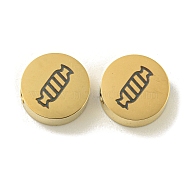 Halloween 304 Stainless Steel Beads, Real 18K Gold Plated, Flat Round, Candy, 8x3mm, Hole: 2mm(STAS-U017-01G-N)