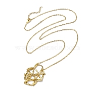 Crystal Stone Cage Pendant Necklaces, 304 Stainless Steel Cable Chain Necklaces, Golden, 29.33 inch(74.5cm)(NJEW-JN04760-04)