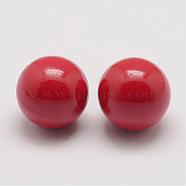 Brass Chime Ball Beads Fit Cage Pendants, No Hole, Red, 16mm(KK-G298-16mm-06)