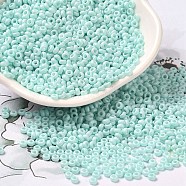 Baking Paint Glass Seed Beads, Donut, Honeydew, 8/0, 2.5~3x1~1.5mm, Hole: 1~1.2mm, about 40909pcs/1pound(SEED-P006-03A-29)