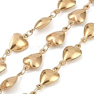 Ion Plating(IP) 304 Stainless Steel Heart Link Chains, Soldered, with Spool, Real 18K Gold Plated, Link: 16x9.5x4.5mm and 4x2.5x0.38mm(CHS-Z002-03G)