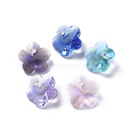 Glass Rhinestone Charms, Faceted, Plum Blossom, Mixed Color, 7.5x8x4.5mm, Hole: 1mm(RGLA-L020-A-M)
