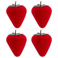 Strawberry Shape Velvet Rings Storage Gift Boxes, FireBrick, 5.8x4.35x4.5cm(AJEW-WH0475-10)