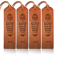 Quote Draw Near To God Cowhide Leather Labels, Handmade Embossed Tag, with Holes, for DIY Jeans, Bags, Shoes, Hat Accessories, Word, 180x50x1.2mm(AJEW-WH0386-0004)