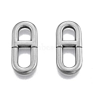 201 Stainless Steel Connector Charms, Oval, Stainless Steel Color, 24x11x2mm, Hole: 5x6mm & 5x9mm(STAS-N099-13)