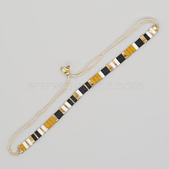 Vintage Ethnic Style Glass Tila Beaded Handmade Slider Bracelets for Women, Colorful, 11 inch(28cm)(ZN9527-5)