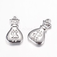201 Stainless Steel Pendants, Money Bag, Stainless Steel Color, 17x10x3mm, Hole: 1mm(X-STAS-G071-19P)