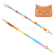 WADORN 4Pcs 2 Style Rainbow Color Acrylic & CCB Plastic Chain Purse Bag Handle, with Golden Alloy Swivel Clasps & Spring Gate Rings for Replacement Bag Accessories, Mixed Color, 15.75 inch(40cm), 2pcs/style(AJEW-WR0001-69)