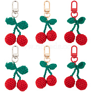 6Pcs 3 Colors Cherry Wool Knitting Pendant Decorations, for Keychain Earphone Bag Gift Pendant Decoration, Mixed Color, 88mm, 2pcs/color(HJEW-CP0001-06)