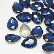 Pointed Back Glass Rhinestone Cabochons, Back Plated, Faceted, teardrop, Montana, 18x13x5mm(RGLA-T081-13x18mm-13)