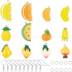 SUPERFINDING DIY 24 Pairs Fruits Themed Earring Making Kits, Including Resin Pendants, Platinum Plated Brass Earring Hooks & Jump Rings, Mixed Color, Pendants: 48pcs/set(DIY-FH0002-08)