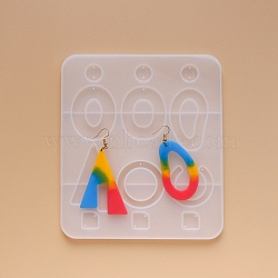 Earring Pendant Silicone Molds, Resin Casting Molds, For UV Resin, Epoxy Resin Jewelry Making, Mixed Shapes, White, 173x151x7mm, Hole: 1.3mm(DIY-L023-33)