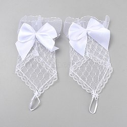 Polyester Bowknot Lace Gloves, for Wedding Bride Supplies, White, 220x110x5mm(AJEW-WH20006-108)