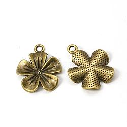 Tibetan Style Alloy Pendants, Flower, Antique Bronze, Lead Free & Cadmium Free & Nickel Free, 23x20x4mm, Hole: 2mm(MLF10734Y-NF)