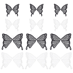 12Pcs 4 Styles Polyester Butterfly Wings, Ornament Accessories, Mixed Color, 190~320x110~180x0.5~0.8mm, 3pcs/style(FIND-FG0005-18)