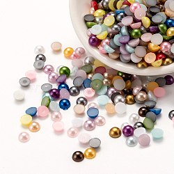 ABS Plastic Cabochons, Imitation Pearl, Half Round, Mixed Color, 5x2.5mm, about 5000pcs/bag(OACR-S012-5mm-M)