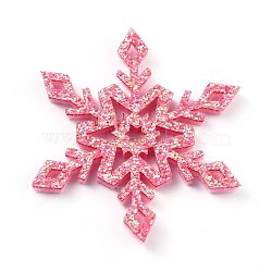 Snowflake Felt Fabric Christmas Theme Decorate, with Glitter Gold Powder, for Kids DIY Hair Clips Make, Hot Pink, 4.15x3.65x0.25cm(DIY-H111-A04)