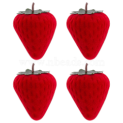 Strawberry Shape Velvet Rings Storage Gift Boxes, FireBrick, 5.8x4.35x4.5cm(AJEW-WH0475-10)