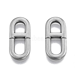 201 Stainless Steel Connector Charms, Oval, Stainless Steel Color, 24x11x2mm, Hole: 5x6mm & 5x9mm(STAS-N099-13)