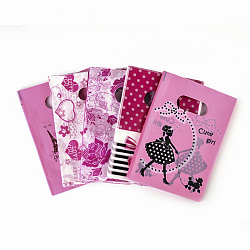 Printed Plastic Bags, Rectangle, Hot Pink, 18x13cm(X-PE-T003-13x18cm-04)