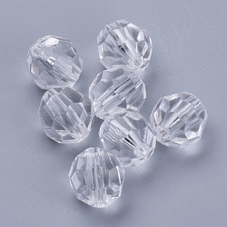 Transparent Acrylic Beads, Faceted, Round, Clear, 18x17.5mm, Hole: 2.7mm, about 155pcs/500g(TACR-Q257-18mm-V01)