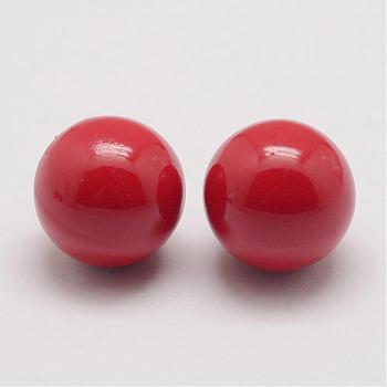 Brass Chime Ball Beads Fit Cage Pendants, No Hole, Red, 16mm