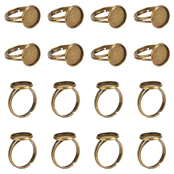 Adjustable Brass Ring Components, Antique Bronze, 17mm, 40pcs/box