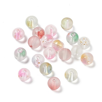 Frosted Glass Beads, Round, Mixed Color, 10x9.5mm, Hole: 1.5mm, about 803pcs/1000g