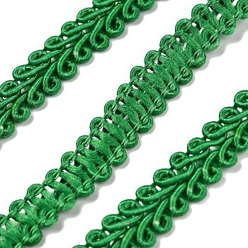 Polyester Braided Lace Trim, Sewing Centipede Lace Ribbon, for Clothes Accessories and Curtains Accessories, Green, 1/4 inch(8mm)