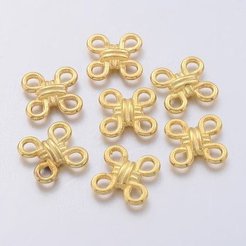 Tibetan Style Chandelier Components Links, Chinese Knot, Golden, Lead Free and Cadmium Free, 10x10x3mm, Hole: 2mm