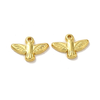 304 Stainless Steel Charms, Pigeon Charm, Real 18K Gold Plated, 9x13x1.8mm, Hole: 1mm