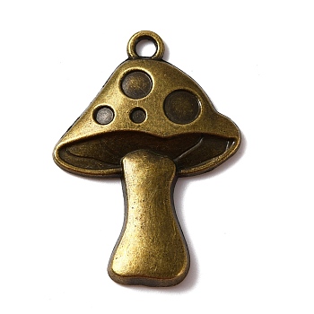 Zinc Alloy Pendants, Mushroom, Antique Bronze, 40.5x29x3.5mm, Hole: 3mm