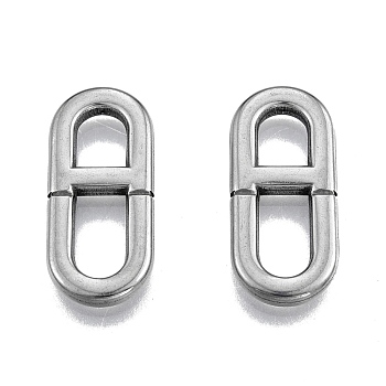 201 Stainless Steel Connector Charms, Oval, Stainless Steel Color, 24x11x2mm, Hole: 5x6mm & 5x9mm