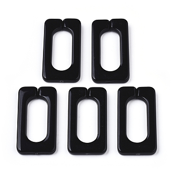 Opaque Acrylic Linking Rings, Quick Link Connectors, for Cross Chains Making, Rectangle, Black, 43.5x23x4.5mm, Inner Diameter: 30x12mm, about 147pcs/500g