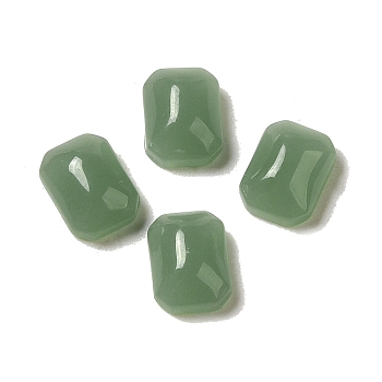 Glass Cabochons, Imitation Gemstone, Rectangle, Medium Sea Green, 8x6x3.5mm