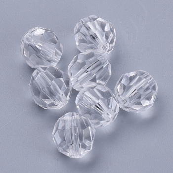 Transparent Acrylic Beads, Faceted, Round, Clear, 18x17.5mm, Hole: 2.7mm, about 155pcs/500g