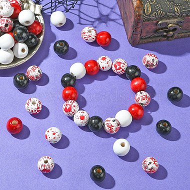 Halloween Theme Printed Natural Wooden Beads(WOOD-YW0001-22)-5