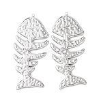 Textured 304 Stainless Steel Big Pendants, Fish Bone Charm, Stainless Steel Color, 58.5x27x2mm, Hole: 1.6mm(STAS-Z177-04P)
