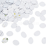100Pcs Acrylic Sew on Rhinestone, Oval, Silver, 19.5x14.5x0.8mm, Hole: 1.2mm(DIY-GA0002-69B-01)