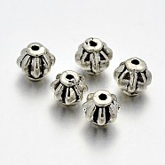 Tibetan Style Alloy Lantern Beads, Lead Free & Cadmium Free & Nickel Free, Antique Silver, 6x6mm, Hole: 1mm(PALLOY-E381-20AS-NR)