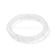 Acrylic Curved Tube Chunky Stretch Bracelet for Women, White, Inner Diameter: 2-1/8 inch(5.3cm)(BJEW-JB08134-01)