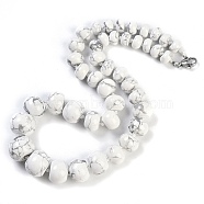 Natural Howlite Rondelle Graduated Beaded Necklaces for Women Men, 19.49 inch(49.5cm)(NJEW-K388-02O)