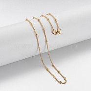Brass Chain Necklaces, Curb Chain, with Lobster Clasps, Golden, 16.8 inch(X-MAK-F013-07G)