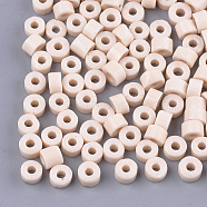 Glass Bugle Beads, Opaque Colours, Round Hole, PeachPuff, 3~4x6.5~7mm, Hole: 2.5mm, about 1000pcs/bag(SEED-S024-01A-04)
