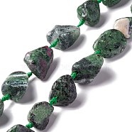 Natural Ruby in Zoisite Beads Strands, Nuggets, 16~36.8x13~28.5x8~21mm, Hole: 2~3.8mm, about 13pcs/strand, 16.26~17.52''(41.3~44.5cm)(G-B024-15)