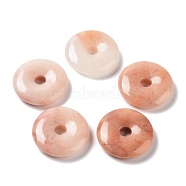 Natural Pink Aventurine China Safety Buckle Pendants, Donut/Pi Disc Charms, 25x6mm, Hole: 5mm(G-M419-01B)
