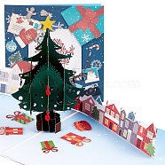 Rectangle 3D Christmas Trees Pop Up Paper Greeting Card, with Envelope, Christmas Day Invitation Card, Christmas Tree Pattern, 150x150x4.5mm(AJEW-WH0289-25)