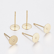 304 Stainless Steel Stud Earring Findings, Flat Round, Golden, 10x0.3mm, Pin: 12x0.8mm(STAS-G179-55G-10mm)